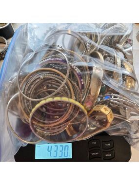 Lot of Bracelets 4.3 lbs Silver & Gold Tone Bangles Mixed Styles & Materials
